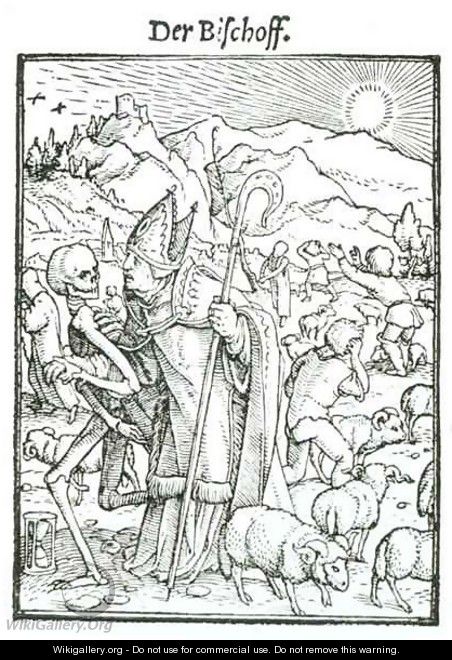 Death and the Bishop from The Dance of Death - (after) Holbein the Younger, Hans