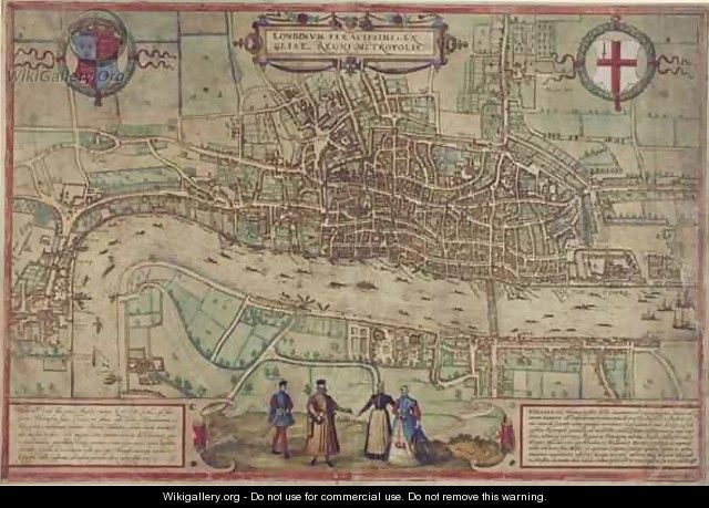 Plan of London from Civitates Orbis Terrarum - Franz Hogenberg