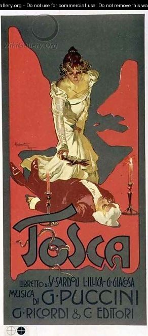 Tosca poster advertising a performance - Adolf Hohenstein