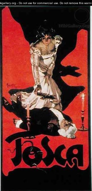 Poster advertising a performance of Tosca - Adolf Hohenstein