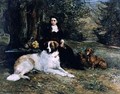 Girl With Dog - Heywood Hardy