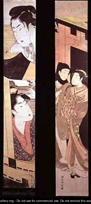 The Assignation Two Lovers at a Gate - Suzuki Harunobu