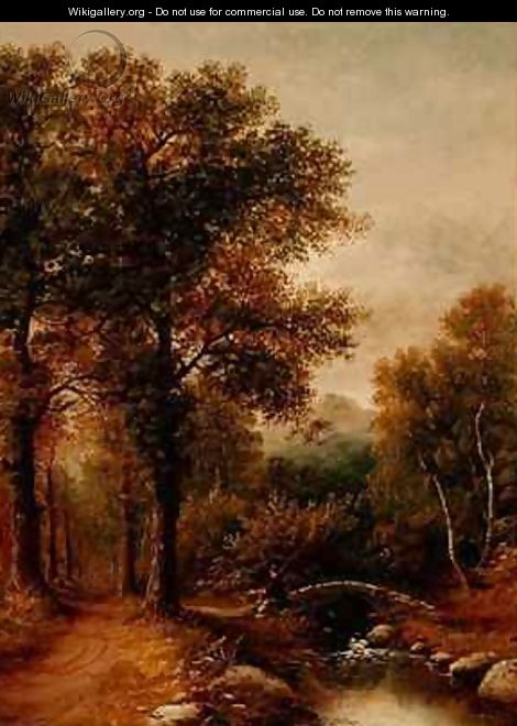 An Angler by a Woodland Stream - Henry Harris