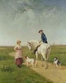 Milkmaid talking to a Cavalier - Heywood Hardy