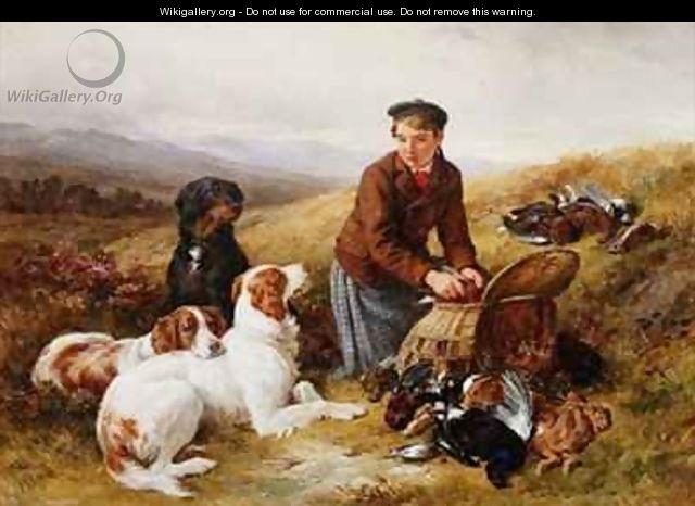 A Young Gillie With Setters and Dead Game - James Hardy Jnr