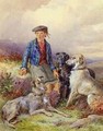 Scottish boy with wolfhounds in a Highland landscape - James Hardy Jnr