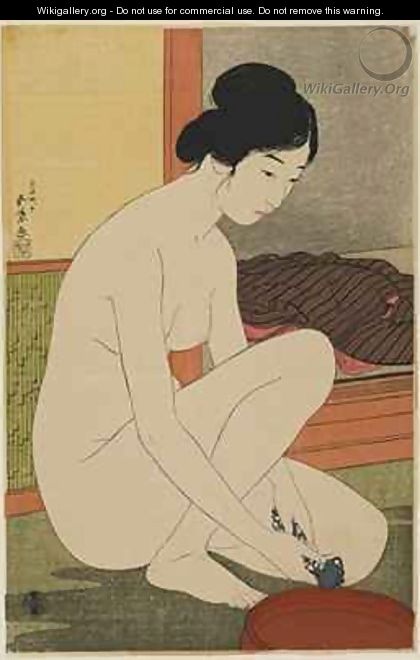 Woman Bathing Taisho era - Goyo Hashiguchi