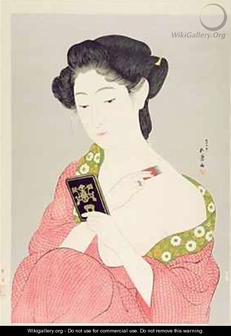 A Woman in Nagajuban Powdering her Neck - Goyo Hashiguchi