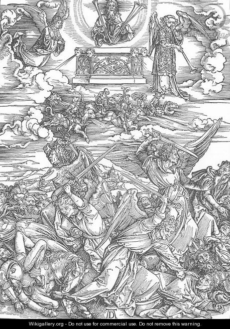 The Revelation of St John 8. The Battle of the Angels - Albrecht Durer