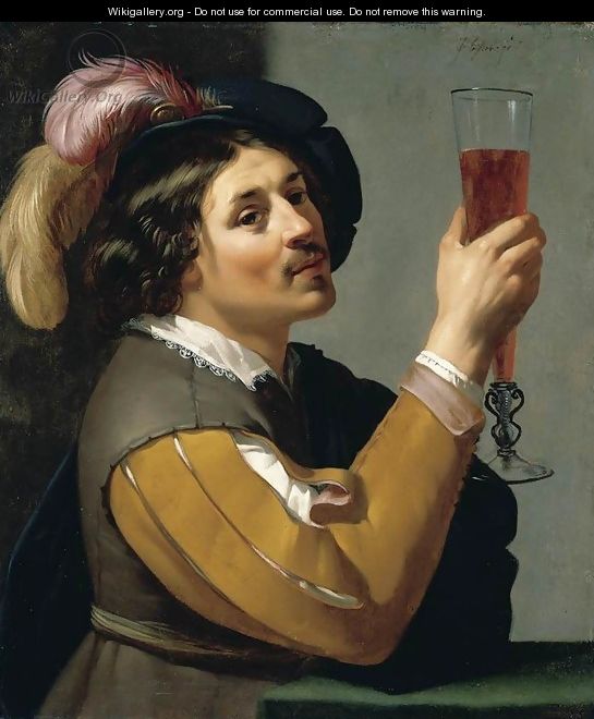 Young Man Drinking a Glass of Wine - Jan Van Bijlert