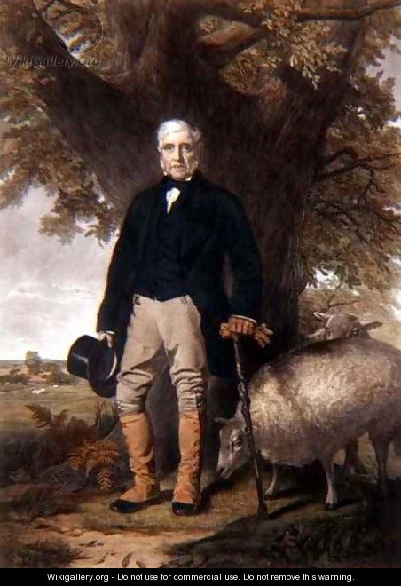 Portrait of Samuel Wiley with prize sheep - William M. Hay