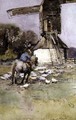 Horseman by a Windmill - Claude Hayes