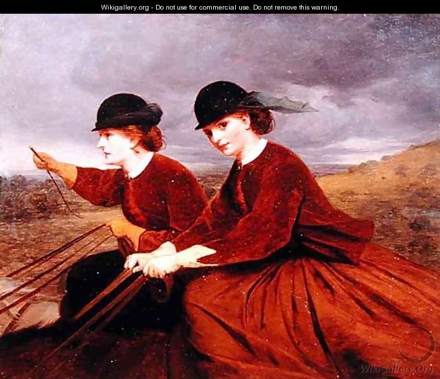 On the Downs Two Ladies Riding Side Saddle - James Hayllar