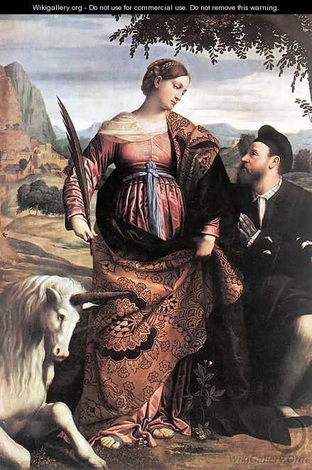 St Justina with the Unicorn - Moretto Da Brescia