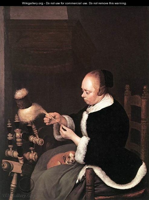 A Woman Spinning - Gerard Terborch