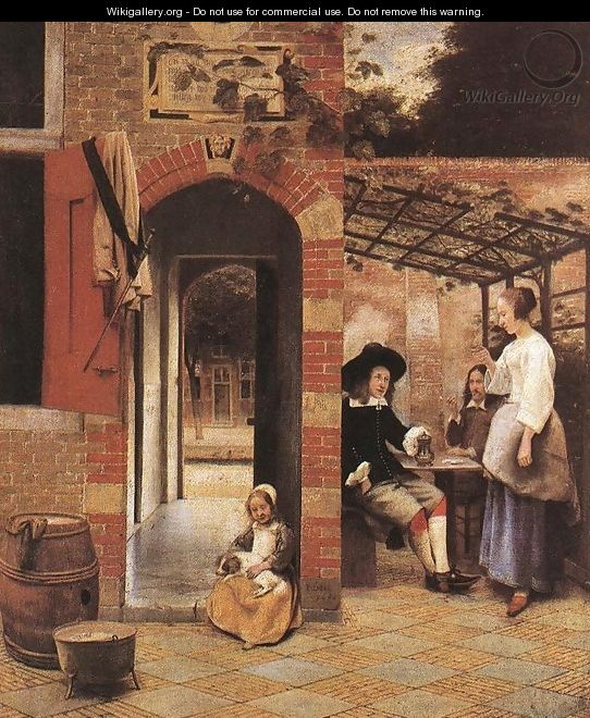 Drinkers in the Bower - Pieter De Hooch