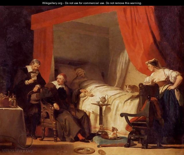 Cardinal Mazarin at the Deathbed of Eustache Le Sueur - Jean-Honore Fragonard