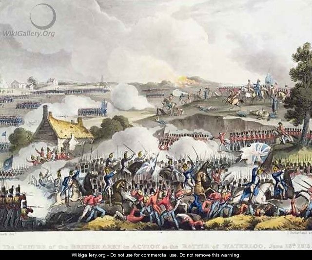 The Centre of the British army in Action in the battle of Waterloo - William Heath