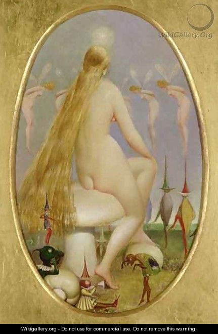 Fairy seated on a Mushroom - Thomas Heatherley