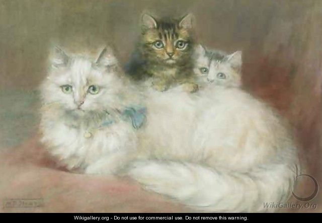 A Persian Cat and her kittens - Maud D. Heaps