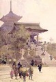 The Entrance to the Temple of Kiyomizu Dera Kyoto with Pilgrims ascending - Sir Alfred East