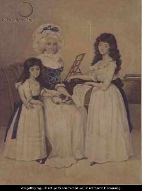 The Mansion of Peace Mrs Campell and her two Daughters beside a Pianoforte - Henry Edridge