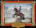 No 35 A Barbary bay horse of the Spanish Riding School performing a dressage movement in St Marks Square Florence - Baron Reis d' Eisenberg