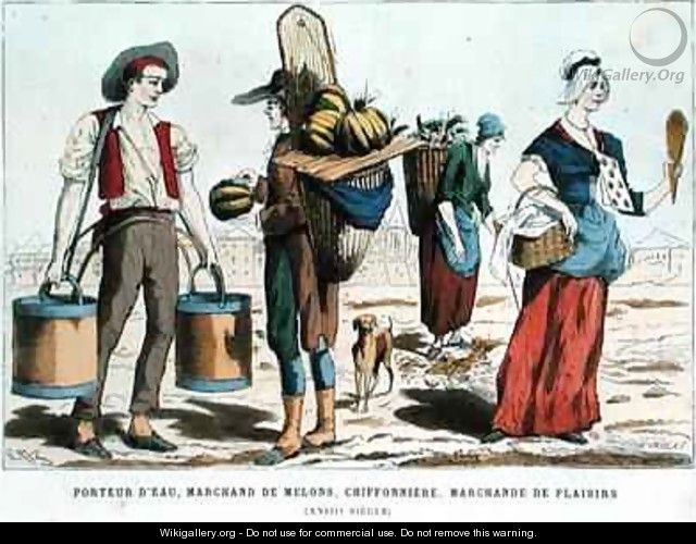 Water Carrier Melon Seller Rag and Bone Woman and Confectionery Seller in the Eighteenth Century - (after) Eriz