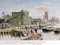 Riverside View of the Wharves between Lambeth Bridge and the Houses of Parliament - John Phillipp Emslie