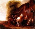 Horsemen outside a village inn - Cornelis van Essen