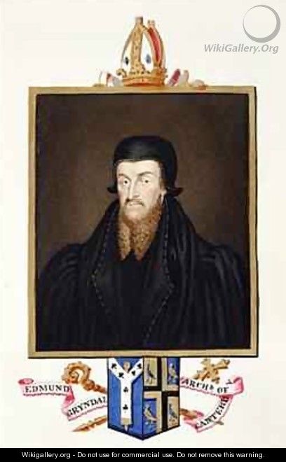 Portrait of Edmund Grindal Archbishop of Canterbury from Memoirs of the Court of Queen Elizabeth - Sarah Countess of Essex