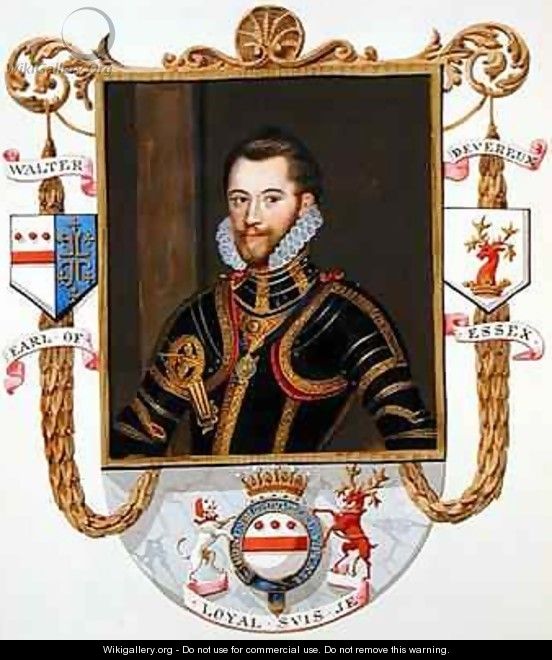 Portrait of Walter Devereux 1st Earl of Essex from Memoirs of the court of Queen Elizabeth - Sarah Countess of Essex