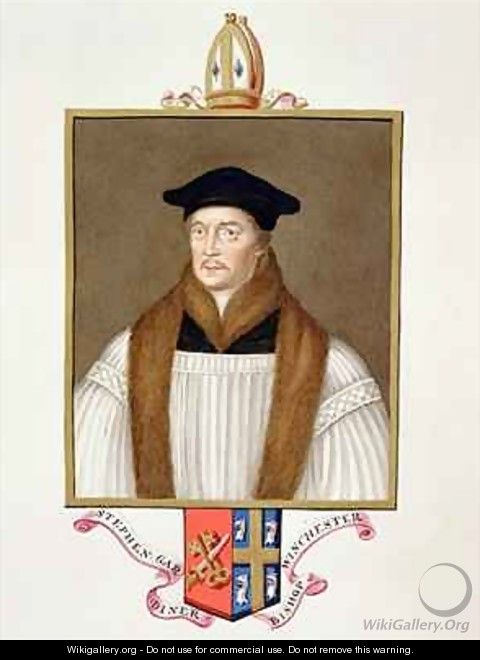 Portrait of Stephen Gardiner Bishop of Winchester from Memoirs of the Court of Queen Elizabeth - Sarah Countess of Essex