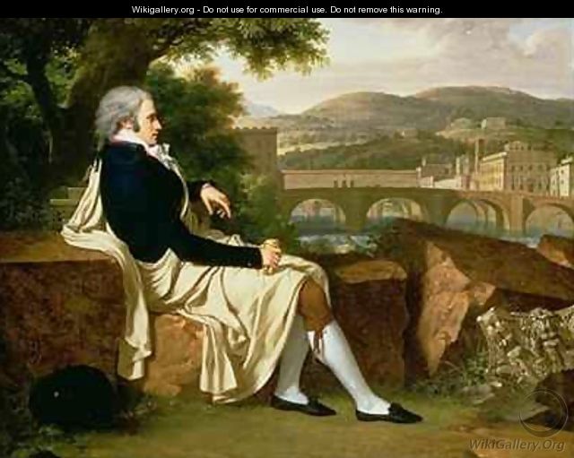 Allen Smith seated Above the River Arno contemplating Florence - Francois-Xavier Fabre