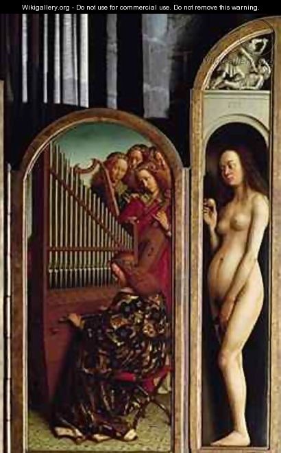 Angel Musicians and Eve from the right hand wing of the Ghent Altarpiece - Hubert & Jan van Eyck