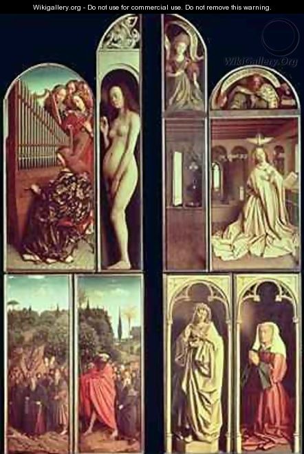 Right Panel interior and exterior of the Ghent Altarpiece - Hubert & Jan van Eyck