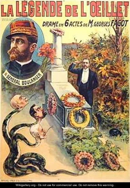 Poster advertising La legende de LOeillet a play by Georges Fagot - Candido Aragonez de Faria