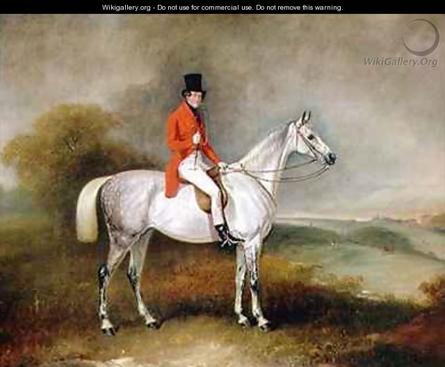 Charles Neil Hogg on his hunter Alice Grey Ormely Hall Leicestershire - John Ferneley, Snr.