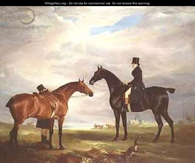 Frank Hall Standish on his Black Hunter with a Groom and a Second Horse - John Ferneley, Snr.