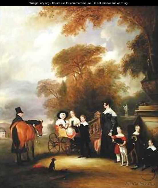 The Rev and Mrs Henry Palmer with their six younger children at Withcote Hall Near Oakham Leicestershire - John Ferneley, Snr.