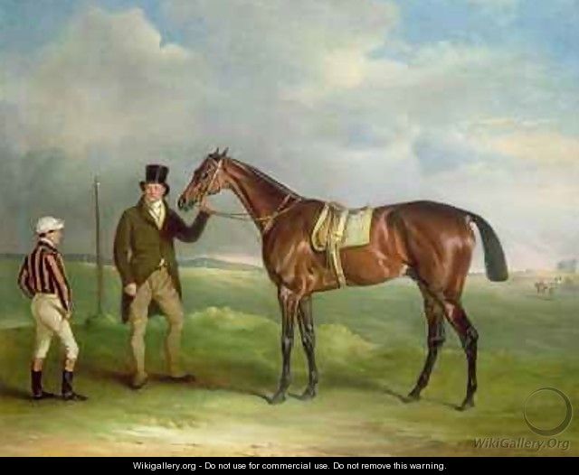 The Duke of Clevelands Chorister held by trainer John Smith with jockey John Day Snr at Doncaster - John Ferneley, Snr.