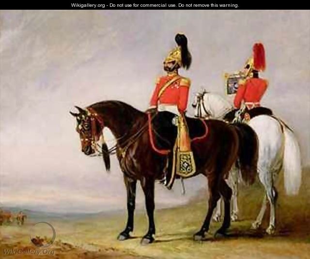 Colonel James Charles Chatterton 1792-1874 the 4th Royal Irish Dragoon Guards on his Charger accompanied by his Trumpete - John Jnr. Ferneley