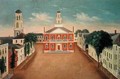 Fireboard depicting a View of Court House Square Salem - George Washington Felt