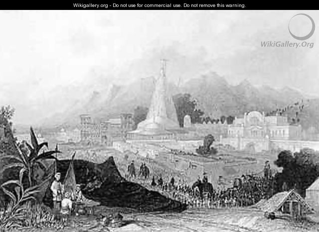 The Great Temple Hurdwar with Procession of Hindu Pilgrims - Thomas Colman Dibdin
