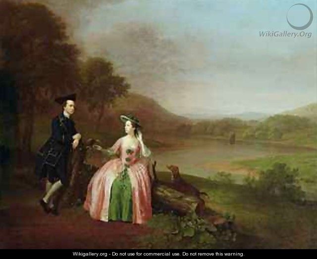 Sir George and Lady Strickland in the Grounds of Boynton Hall near Bridlington Yorkshire - Arthur Devis