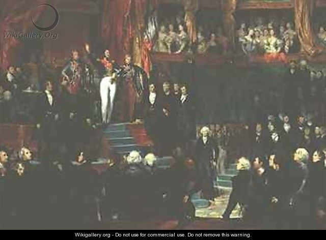 Louis Philippe 1773-1850 is sworn in as king before the Chamber of Deputies - Eugene Francois Marie Joseph Deveria