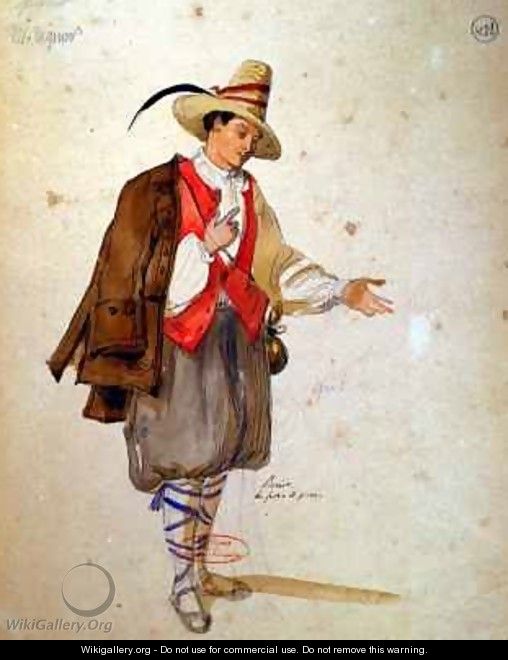 Costume design for the role of Pierrot in an 1847 production of Don Juan - Achille-Jacques-Jean-Marie Deveria