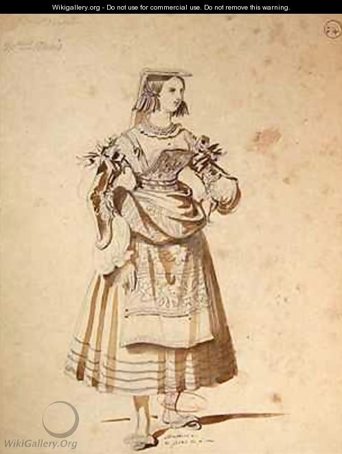 Costume design for Mathurine in an 1847 production of Don Juan - Achille-Jacques-Jean-Marie Deveria