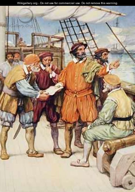 Magellan consults with his navigators - Arthur A. Dixon