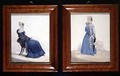Two portraits of a Seated and a Standing Lady in Blue Dresses - Richard Dighton